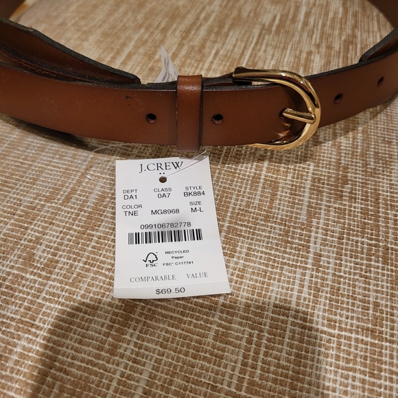 J. Crew Accessories - J.Crew Tan Leather Belt with Gold Buckle